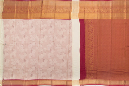 Kanchipuram Silk Printed Cream Saree