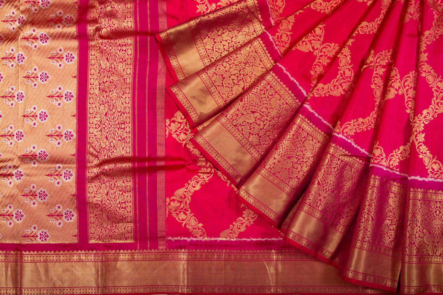 Kanchipuram Silk Jaal Pink Saree