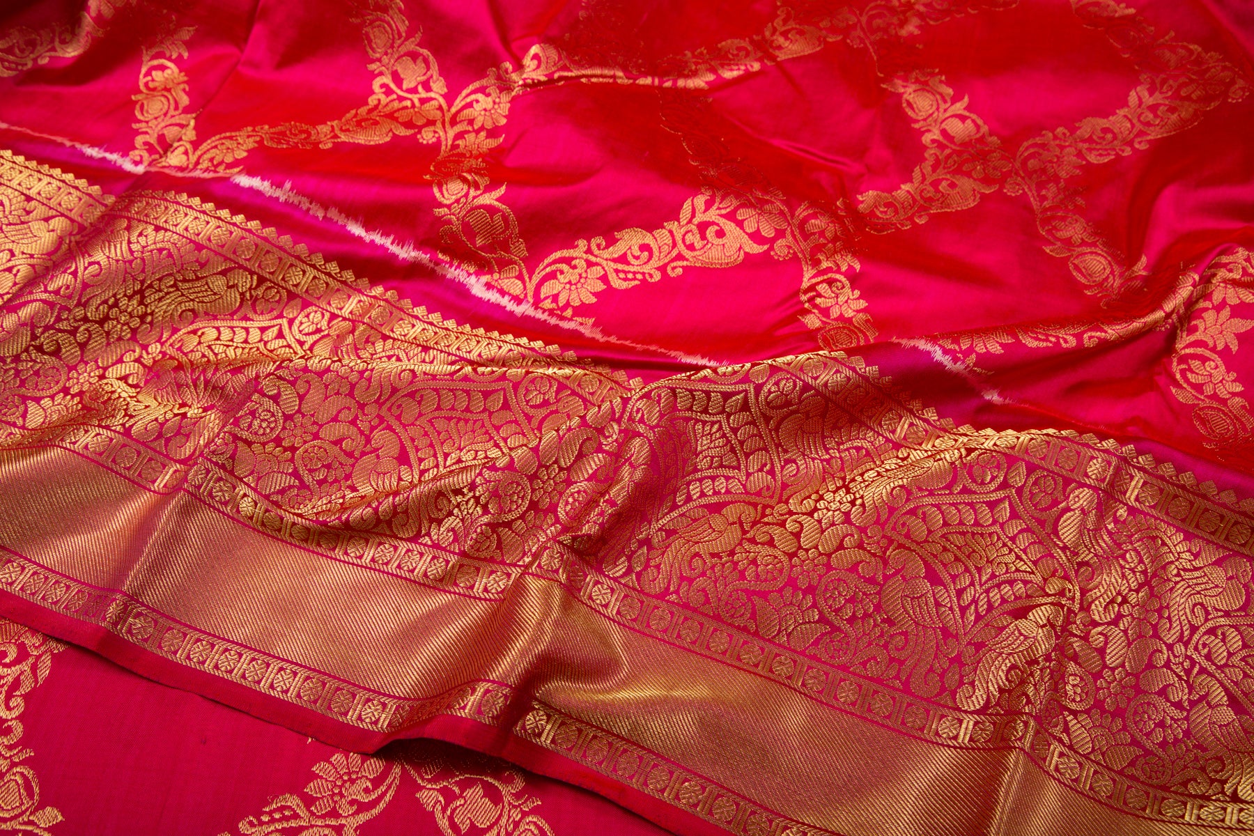 Kanchipuram Silk Jaal Pink Saree