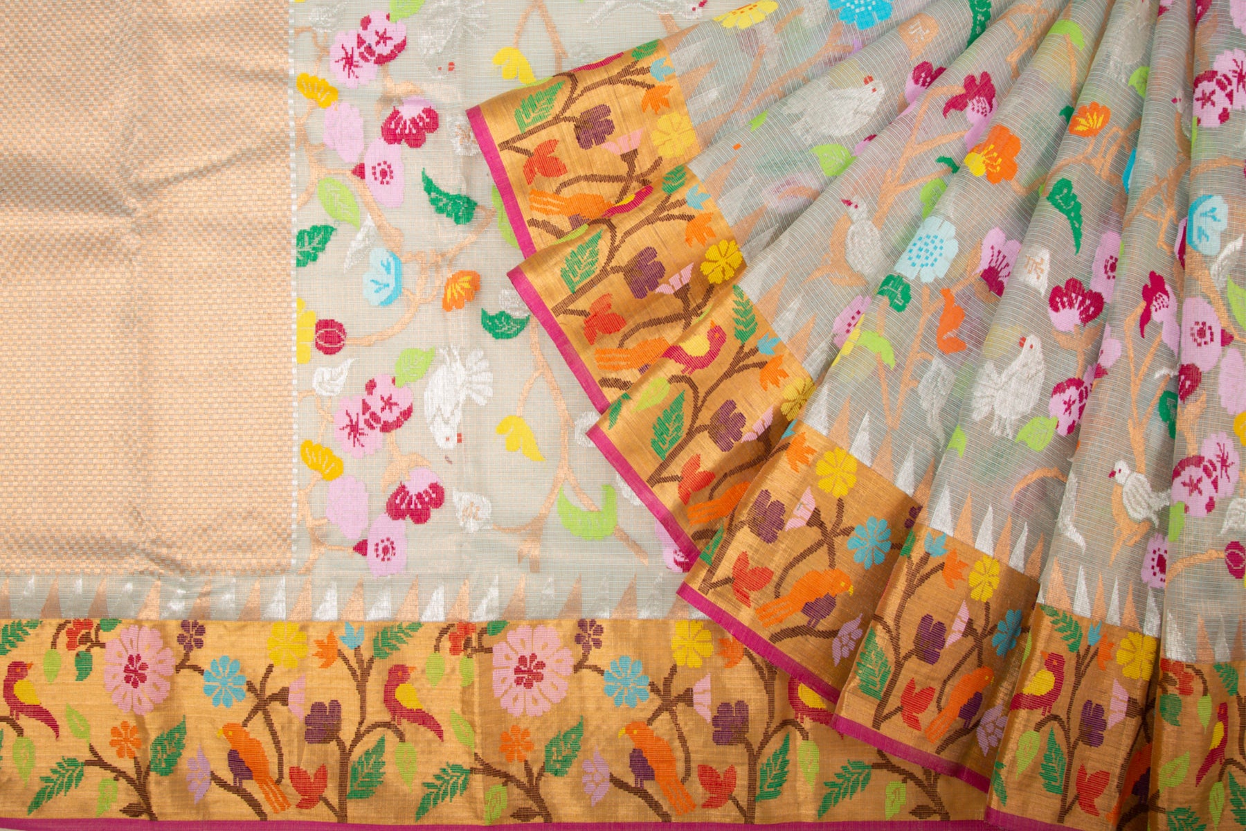 Kota Silk Tissue Jamdani Blue Saree