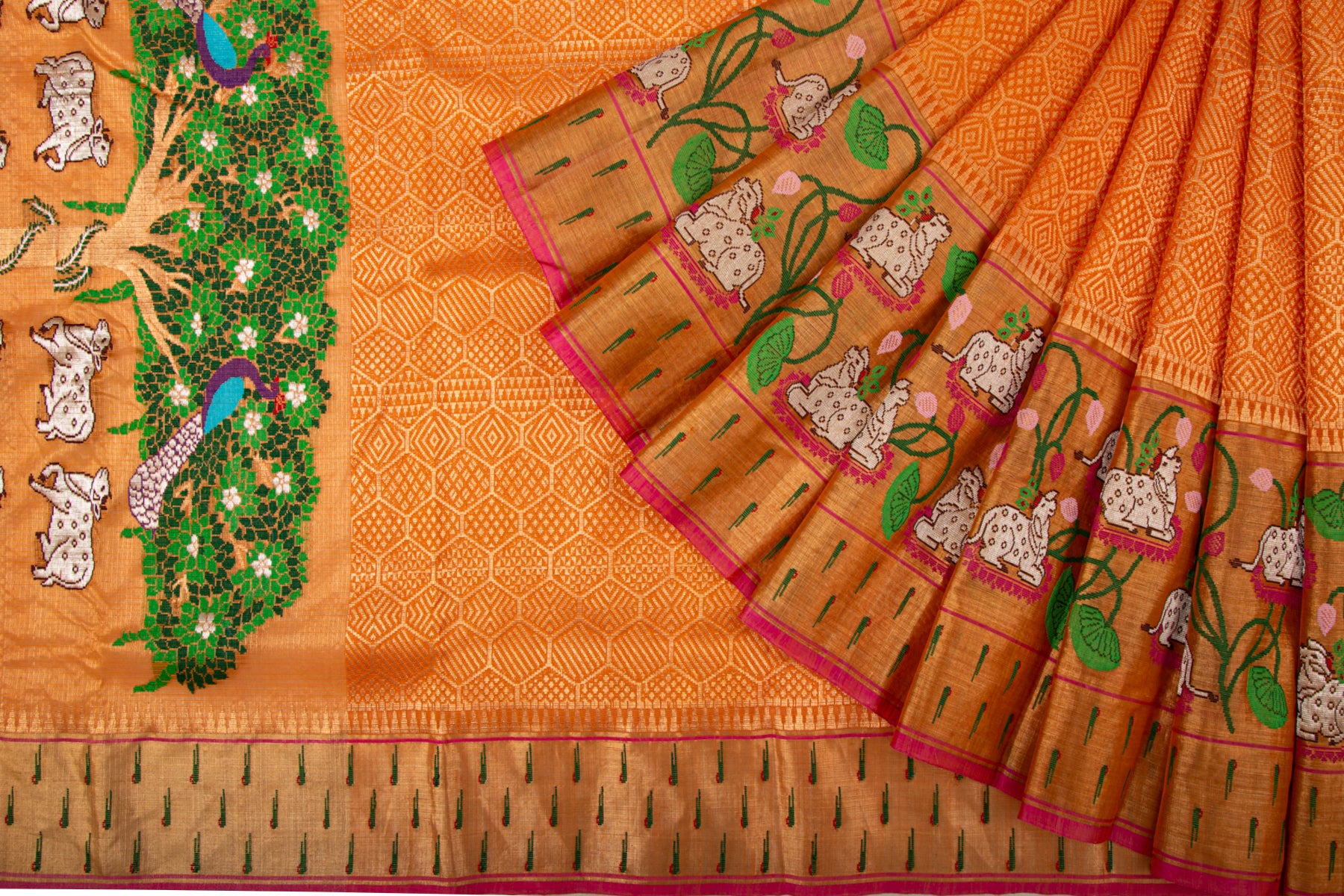 Kota Silk Brocade Orange Saree