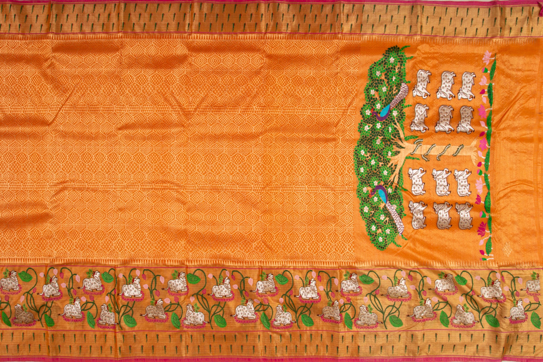 Kota Silk Brocade Orange Saree