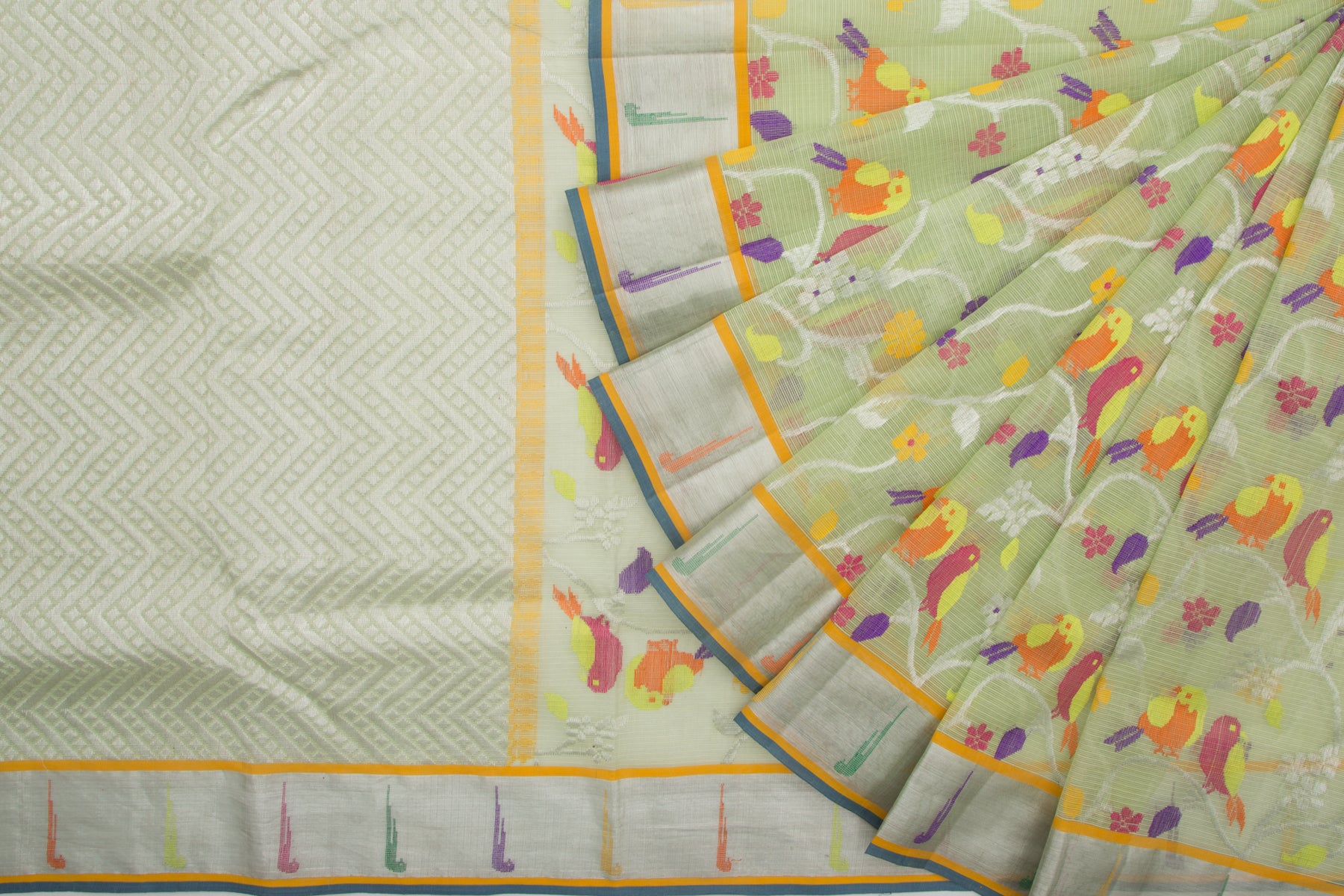 Kota Silk All Over Jaal Green Saree