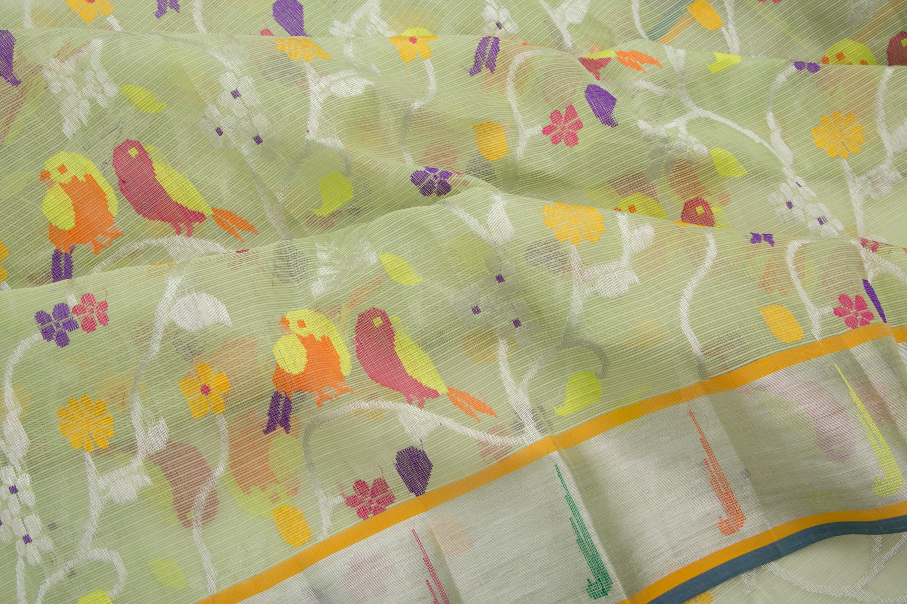 Kota Silk All Over Jaal Green Saree