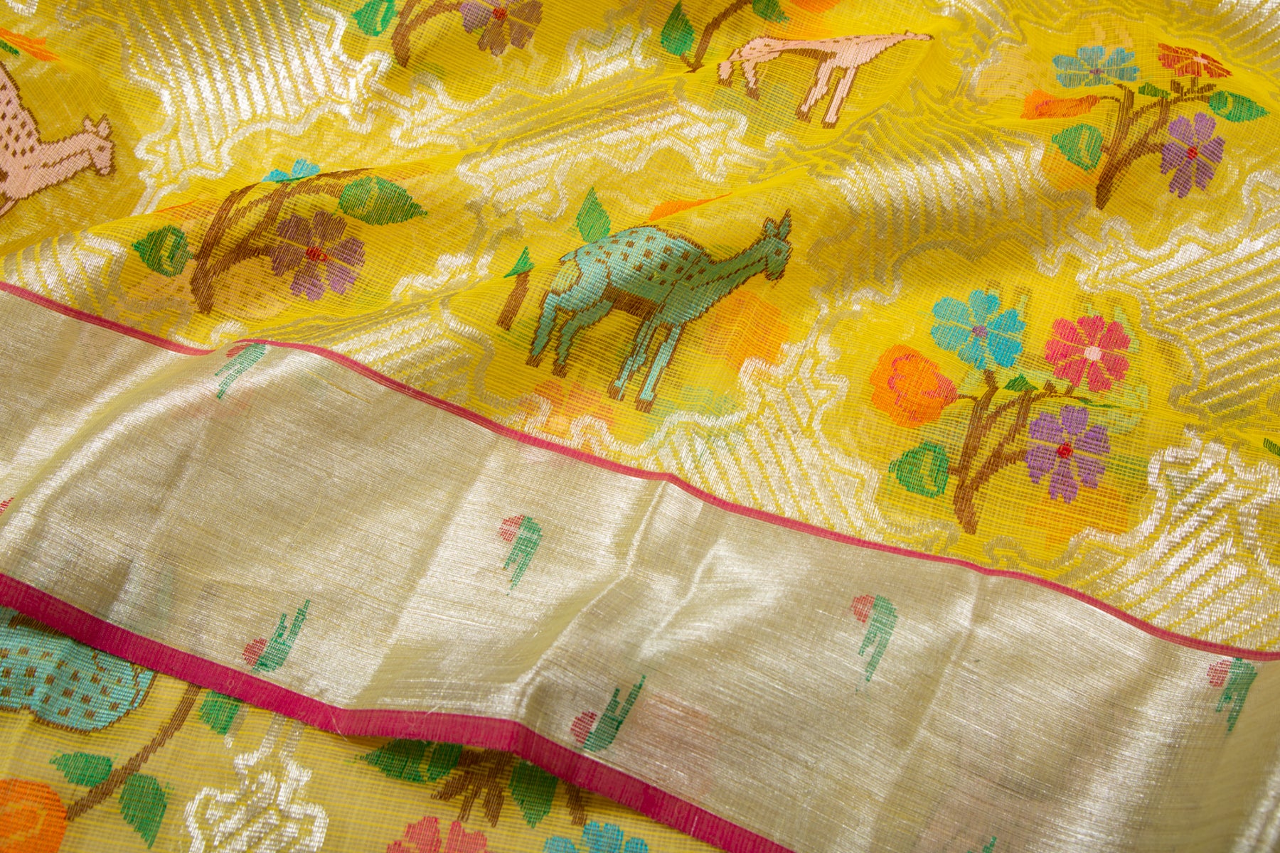 Kota Silk Jamdani Yellow Saree
