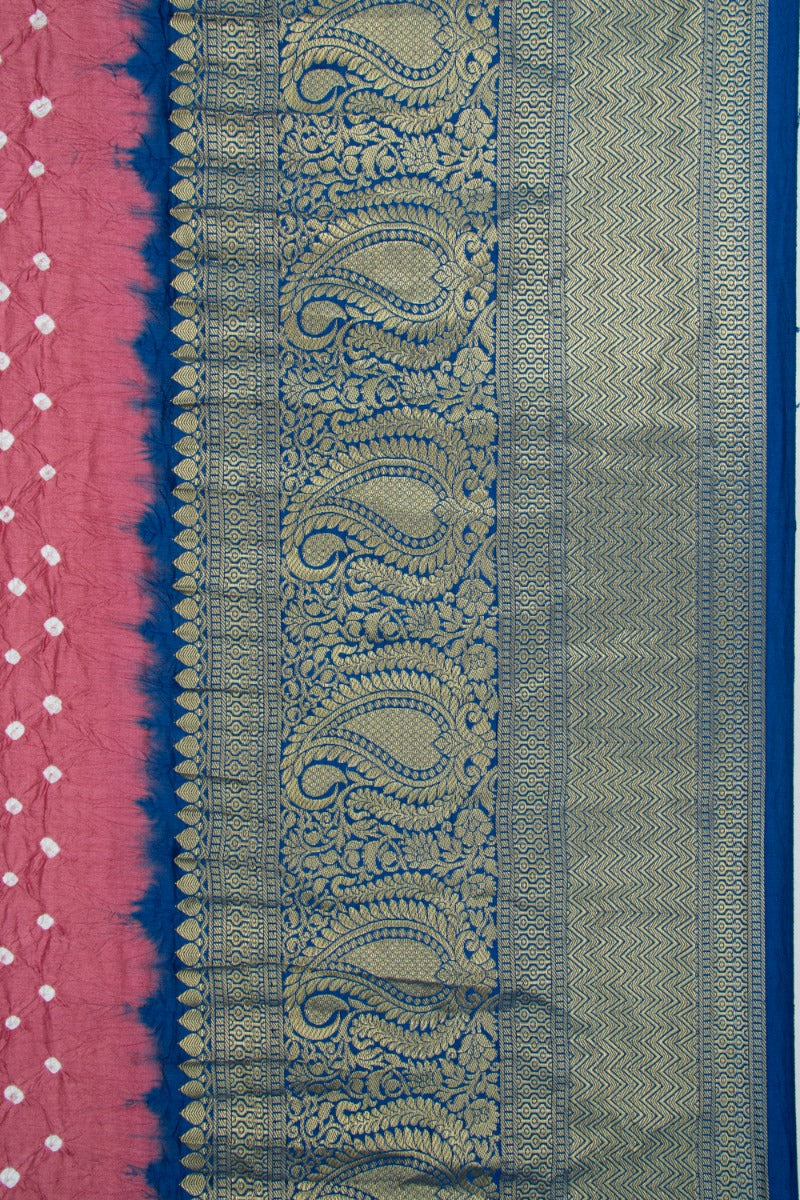 Chanderi Silk Bandhani Antique Pink Saree