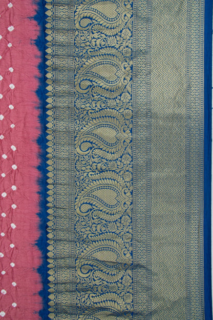 Chanderi Silk Bandhani Antique Pink Saree