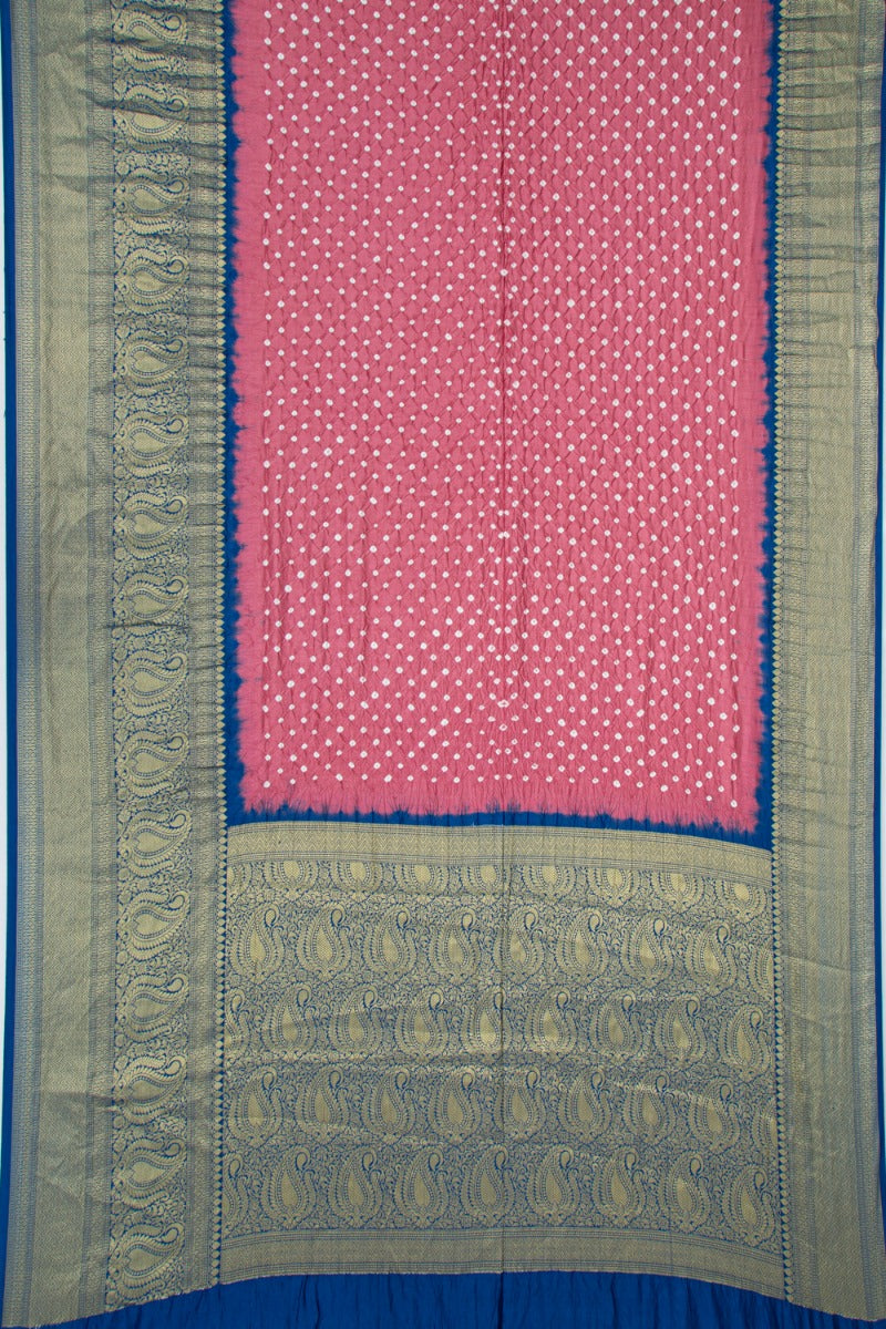 Chanderi Silk Bandhani Antique Pink Saree
