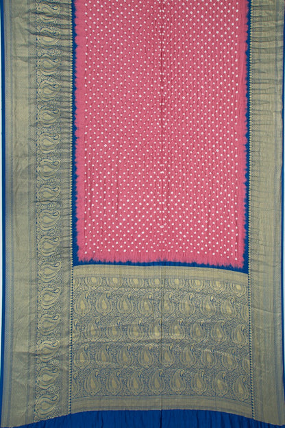 Chanderi Silk Bandhani Antique Pink Saree