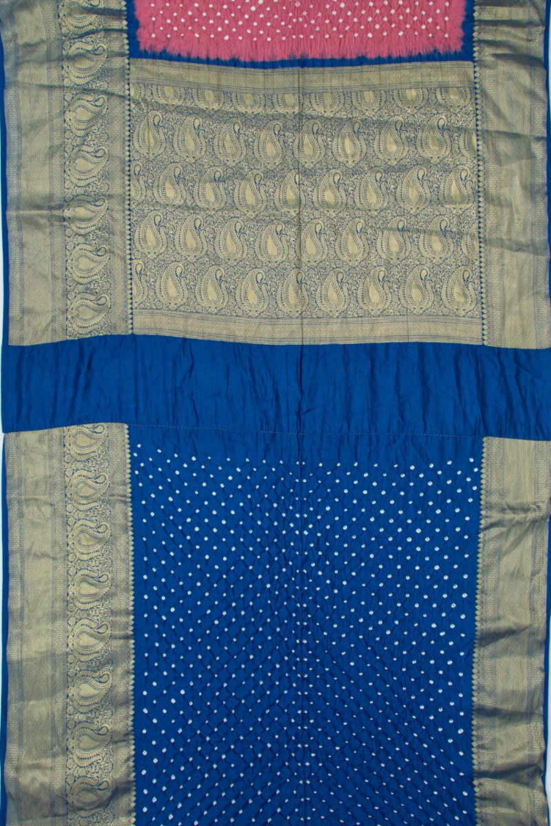 Chanderi Silk Bandhani Antique Pink Saree