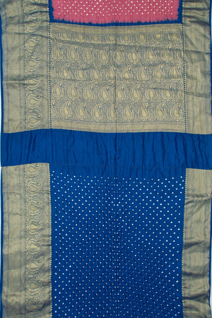 Chanderi Silk Bandhani Antique Pink Saree