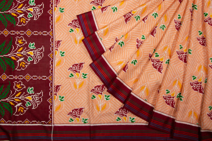 Patan Patola Silk Double Ikat Cream Saree