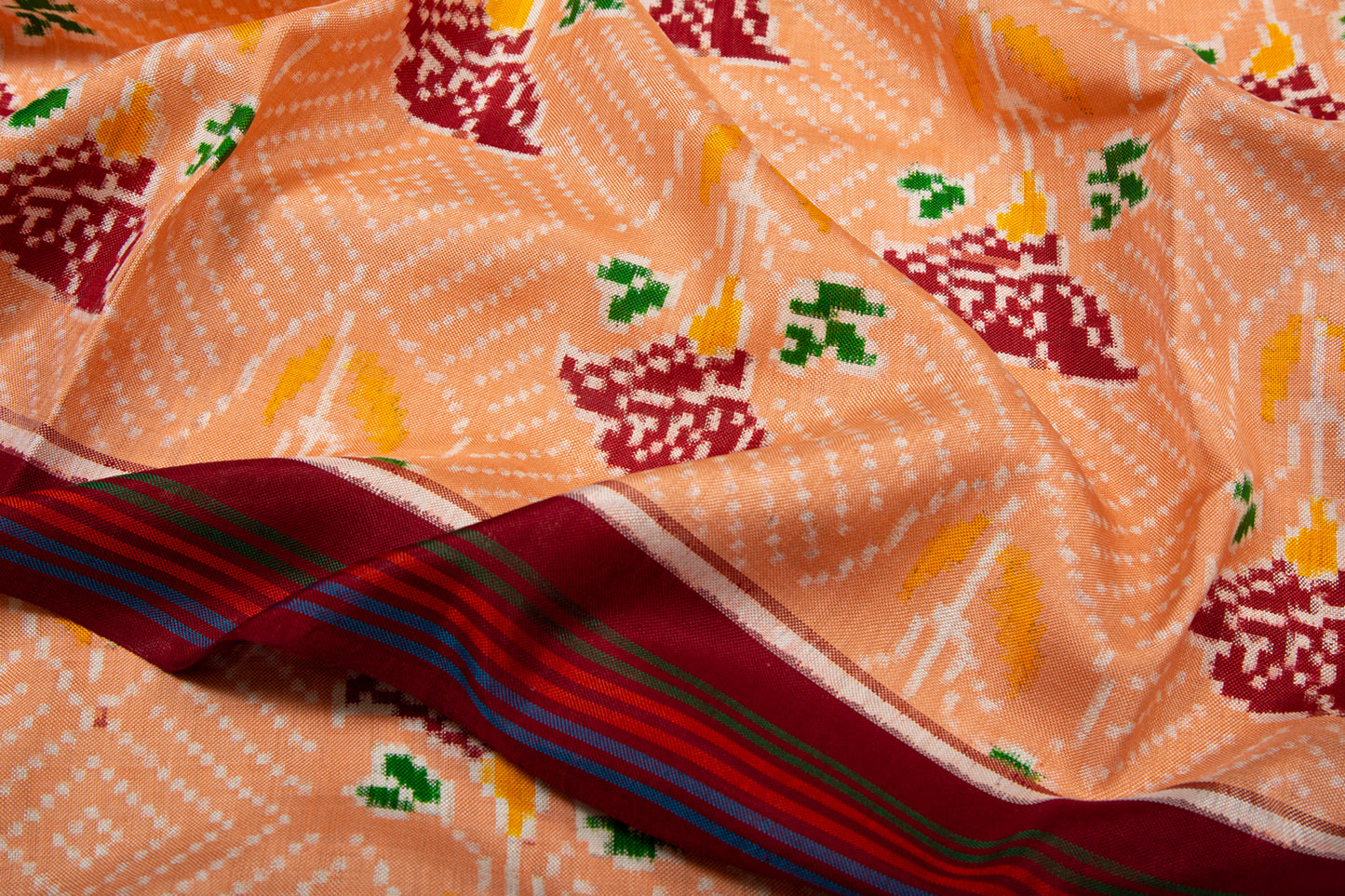 Patan Patola Silk Double Ikat Cream Saree