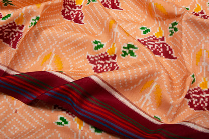 Patan Patola Silk Double Ikat Cream Saree