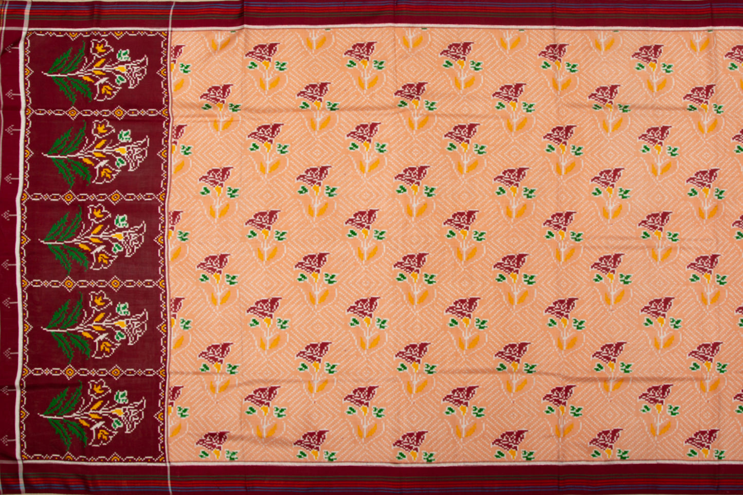 Patan Patola Silk Double Ikat Cream Saree