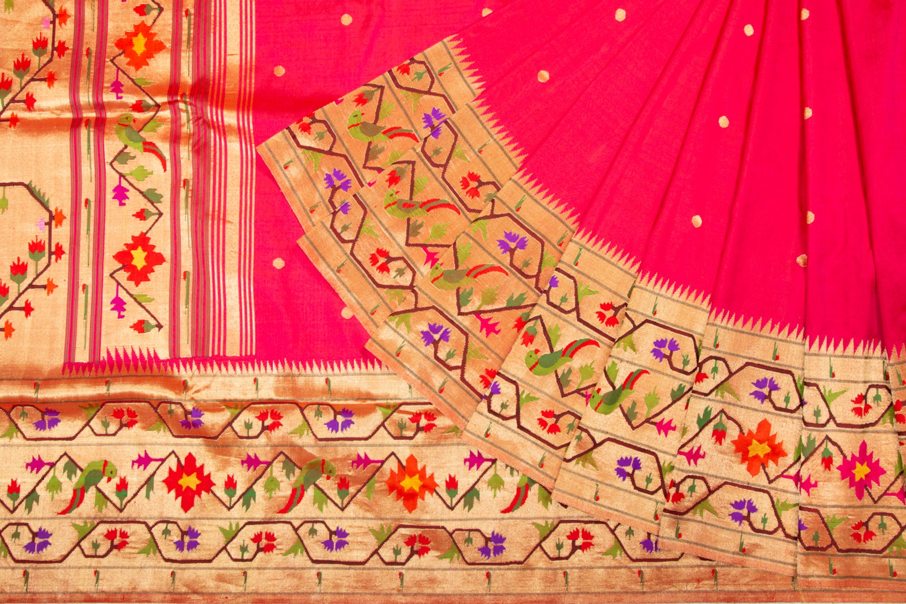 Paithani Silk Butta Pink Saree