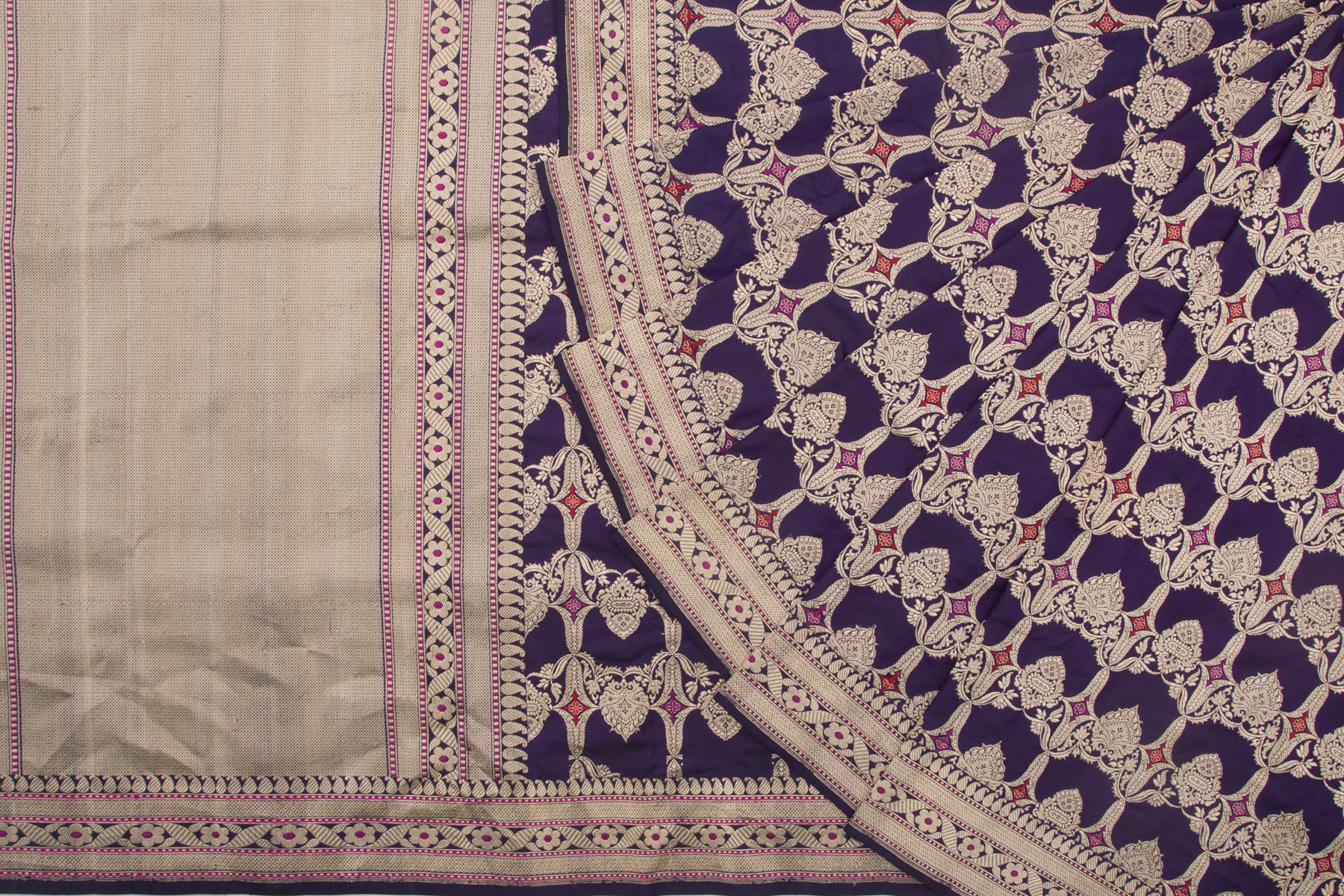 Banarasi Silk Kadwa Jaal Purple Saree
