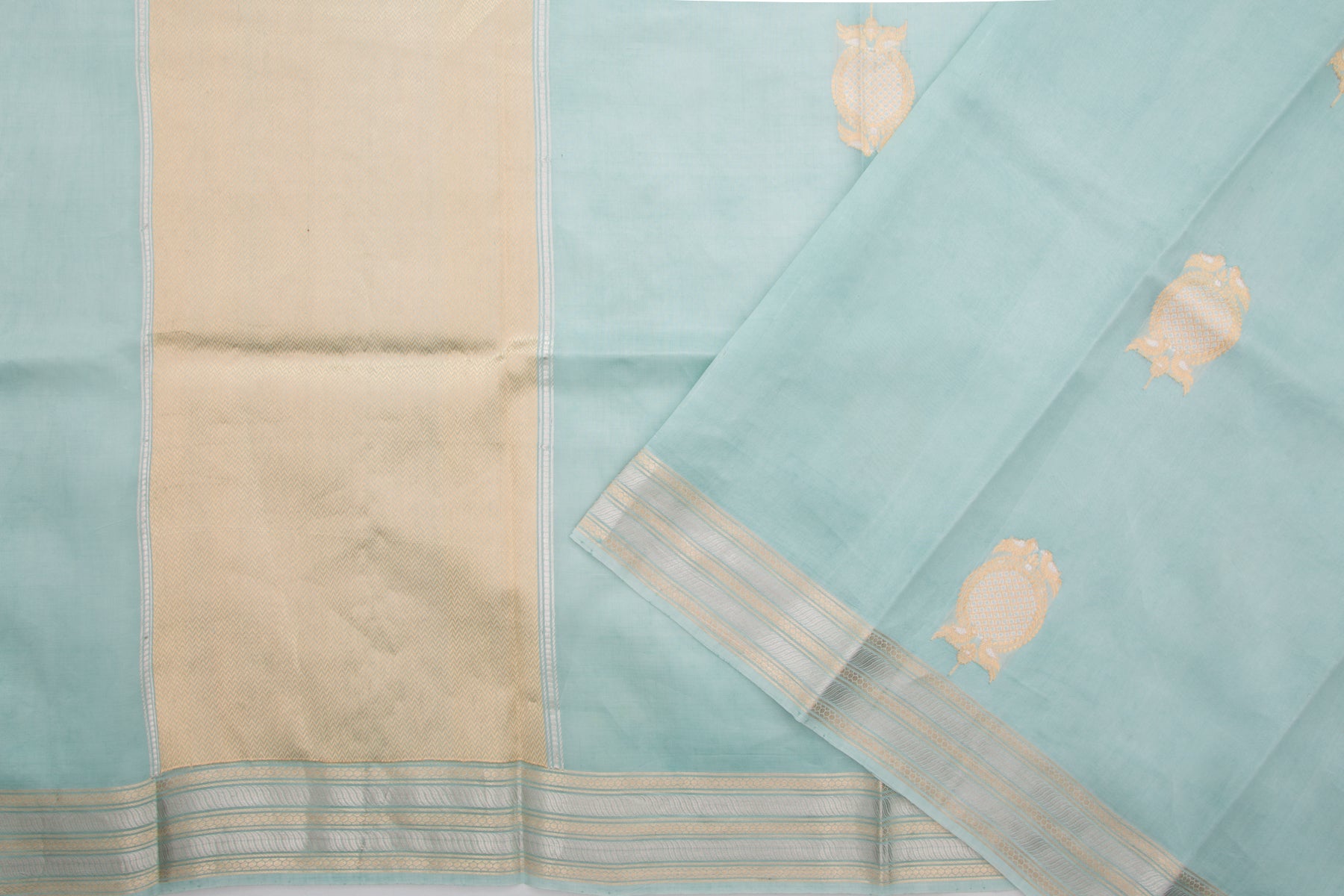 Banarasi Katan Silk Butta Pastel Blue Saree