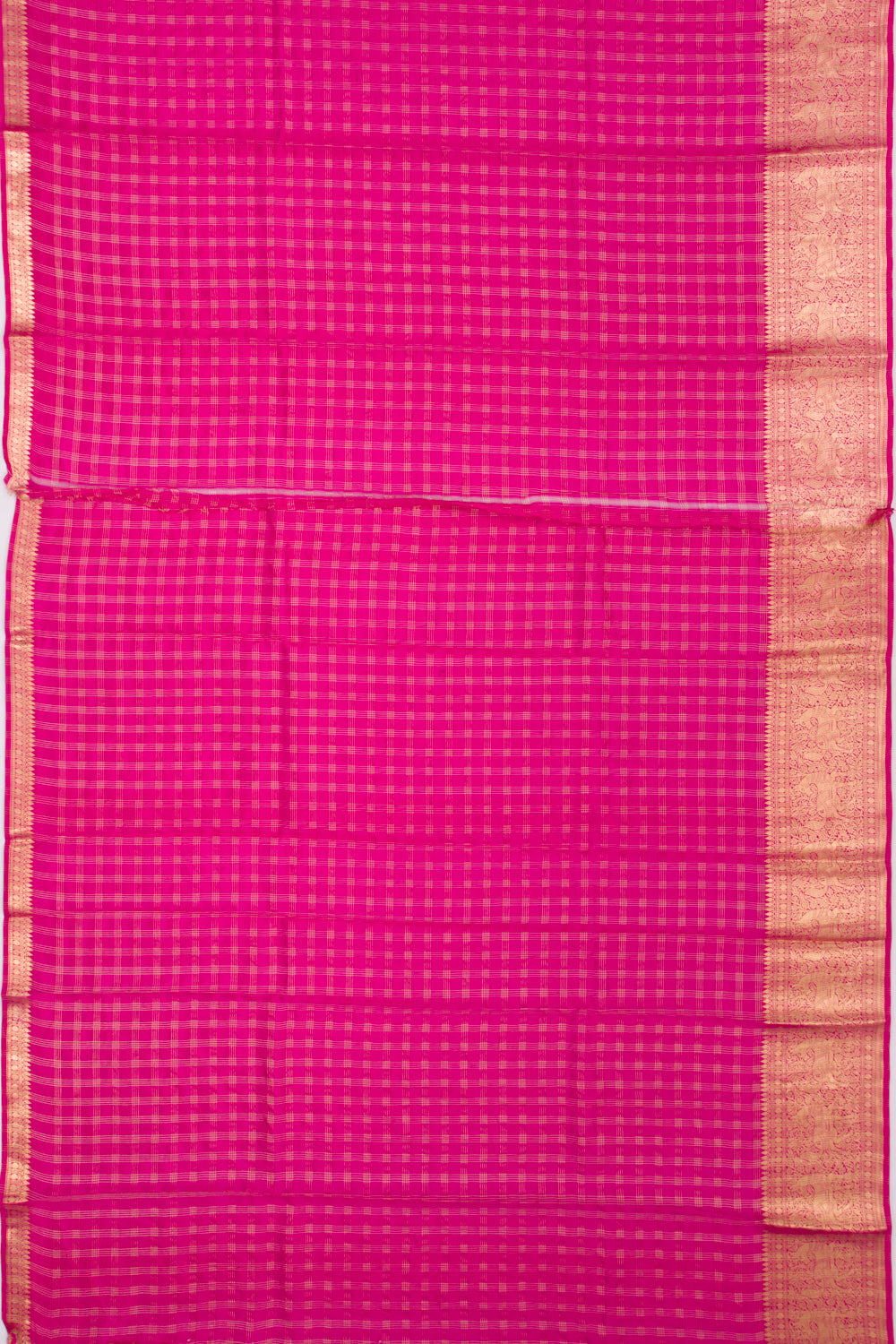 Chiniya Silk Checks Pink Saree