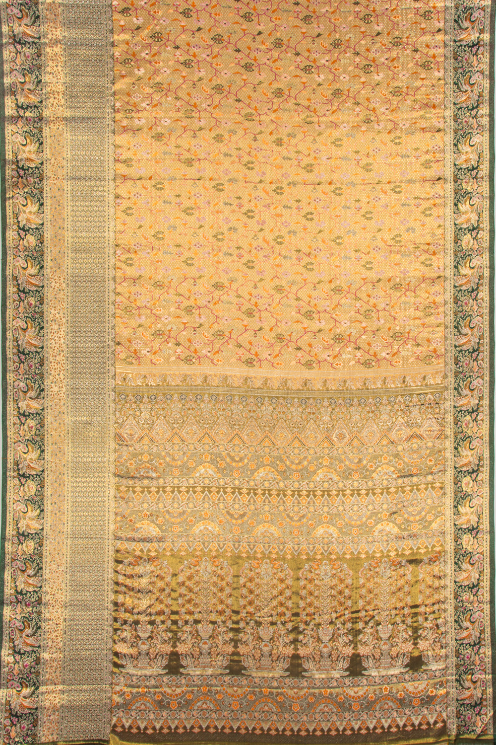 Kanchipuram Silk Tissue Brocade Gold Saree
