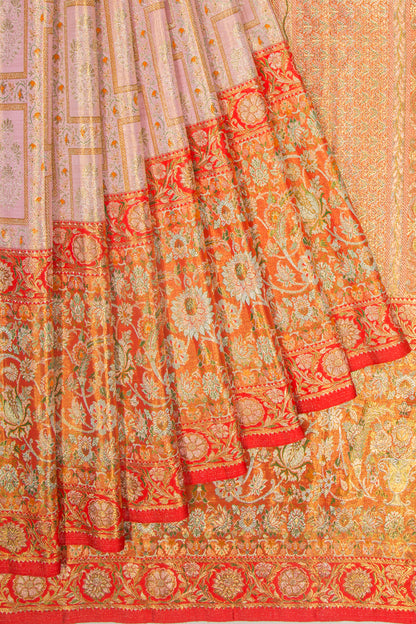 Kanchipuram Silk Tissue Baby Pink Saree