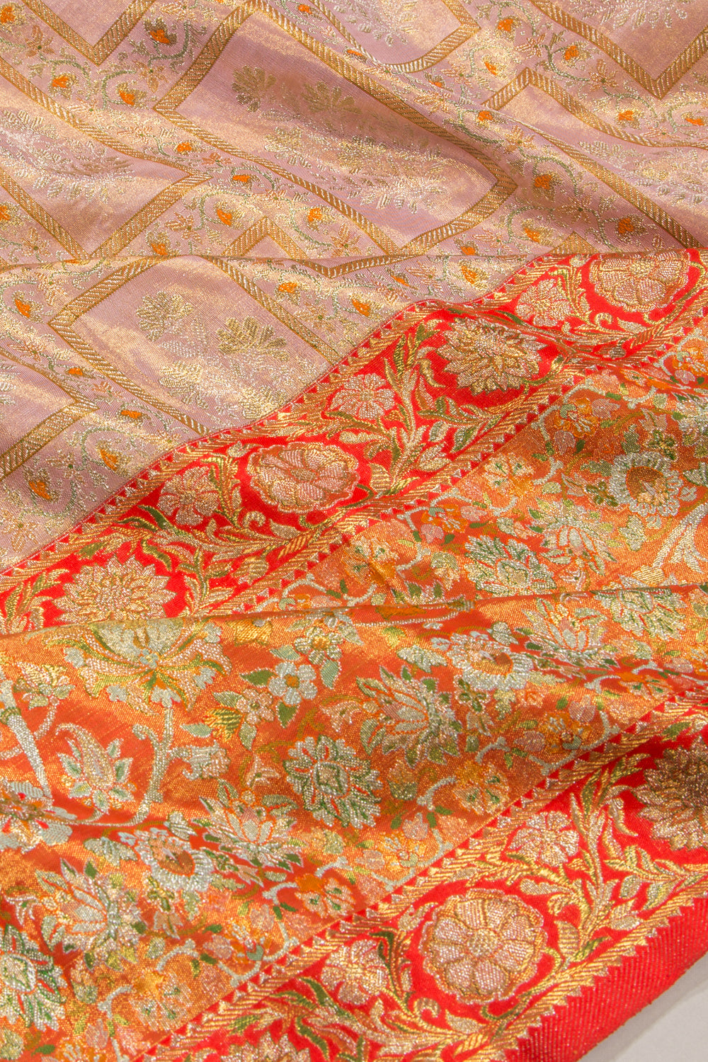 Kanchipuram Silk Tissue Baby Pink Saree-Not Allowed Online