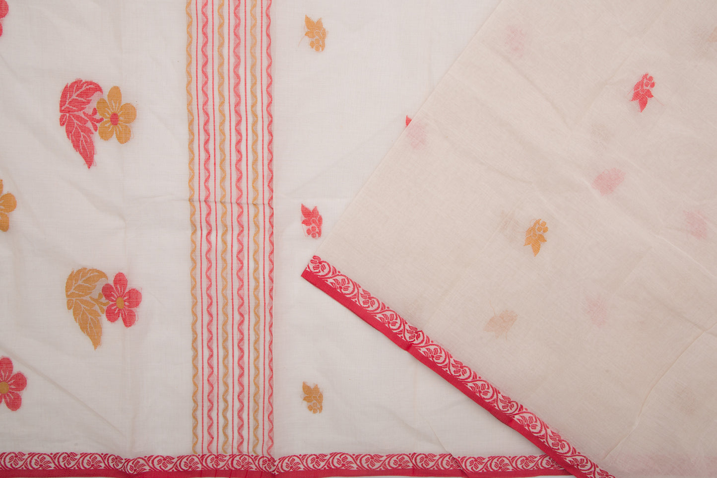 Phulia Cotton Butta Cream Saree
