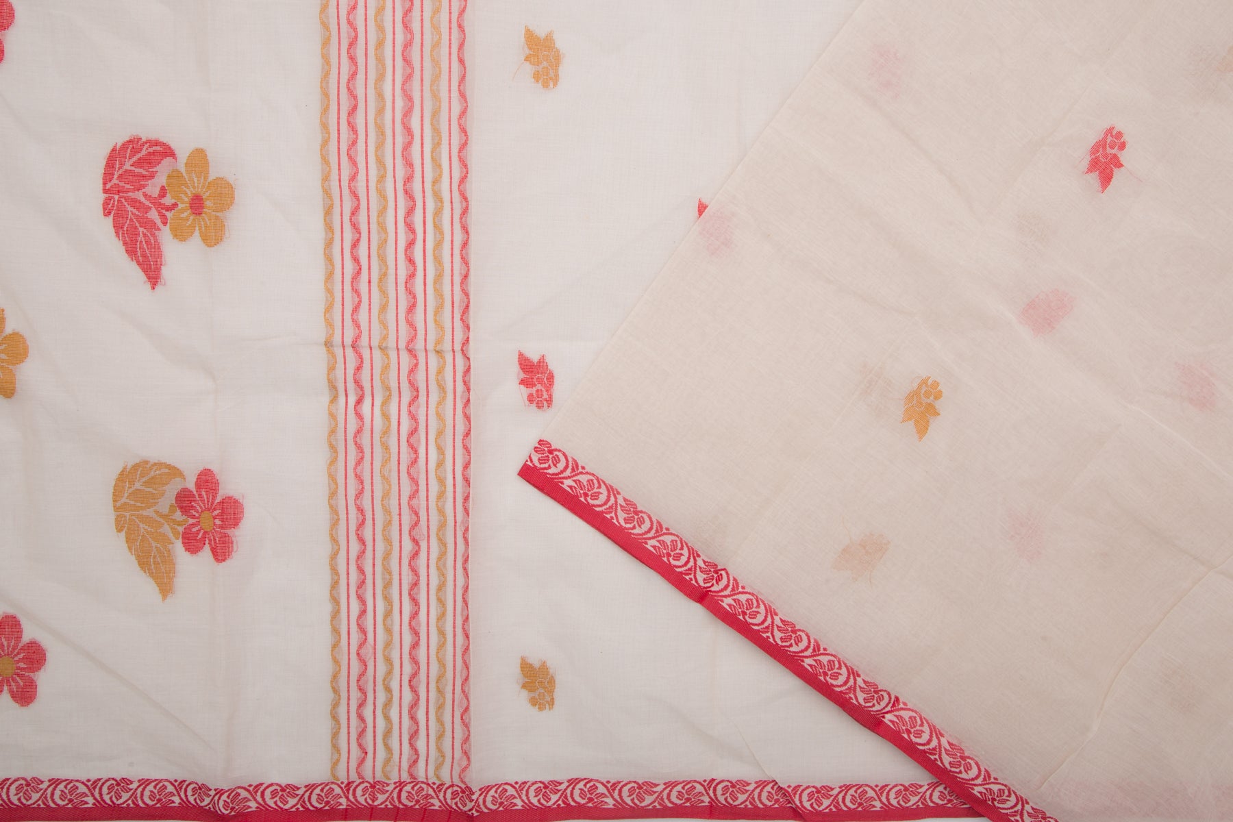 Phulia Cotton Butta Cream Saree