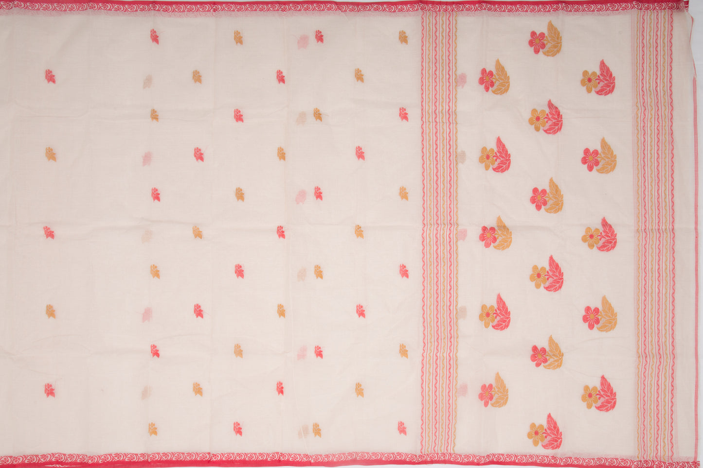 Phulia Cotton Butta Cream Saree
