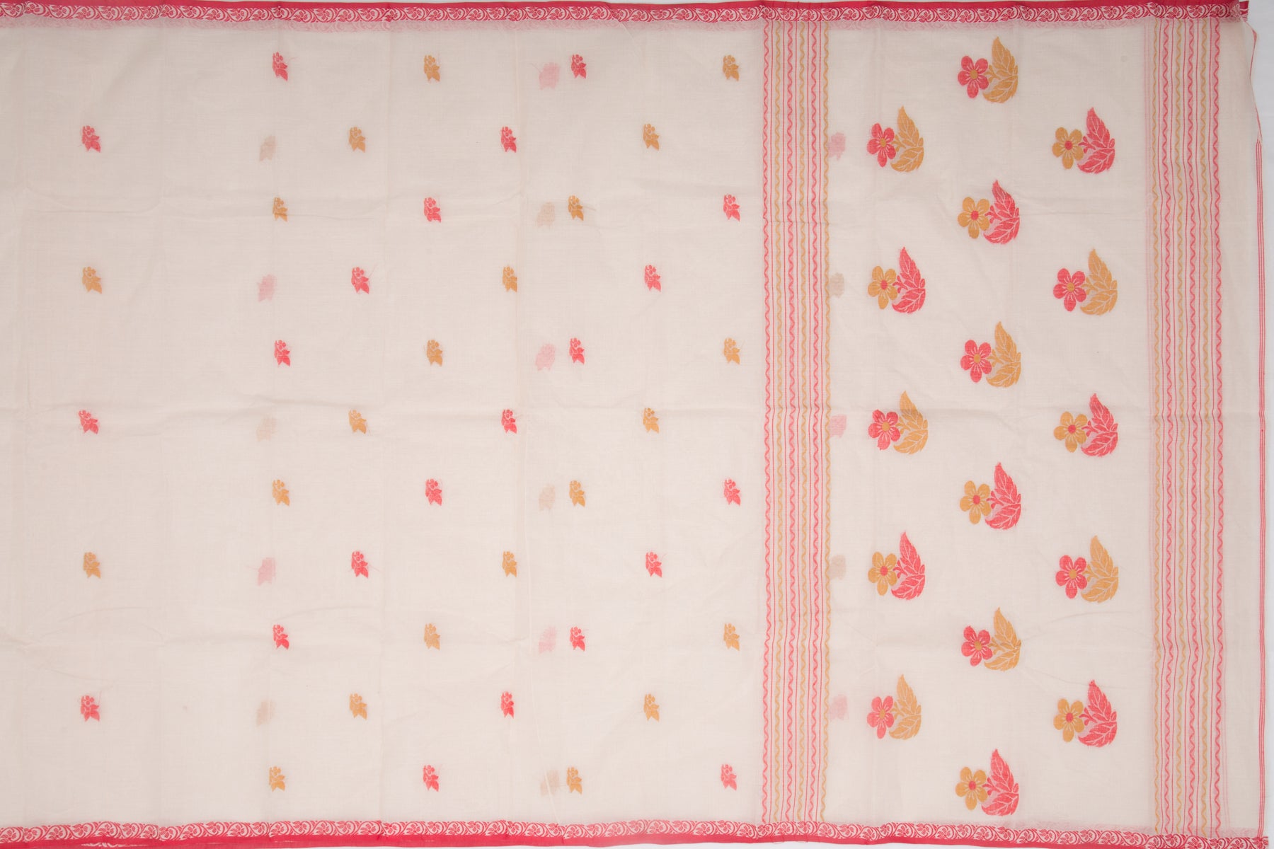 Phulia Cotton Butta Cream Saree