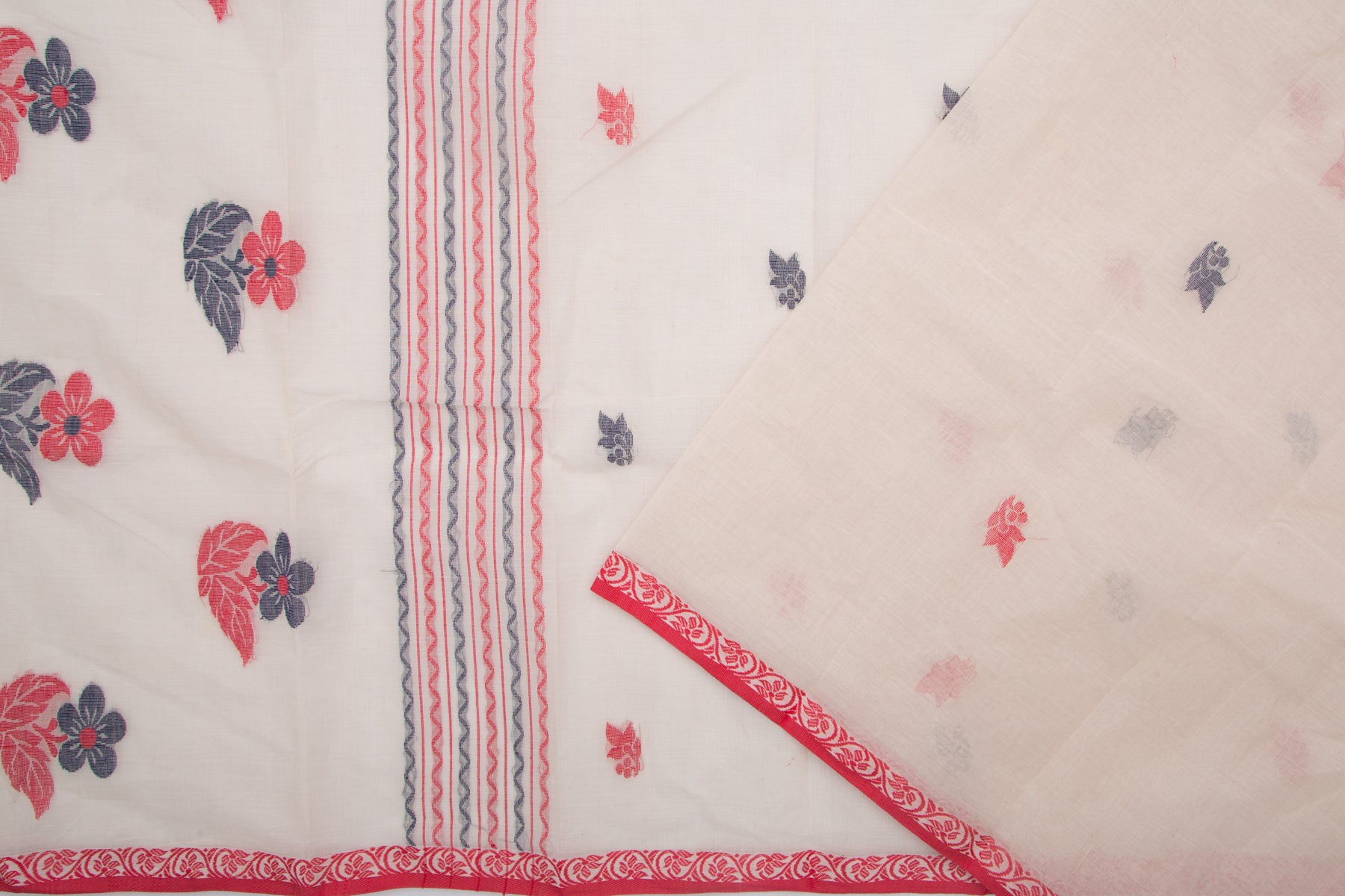 Phulia Cotton Butta Cream Saree