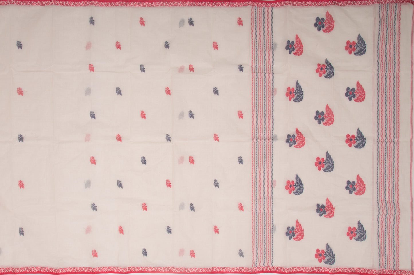 Phulia Cotton Butta Cream Saree