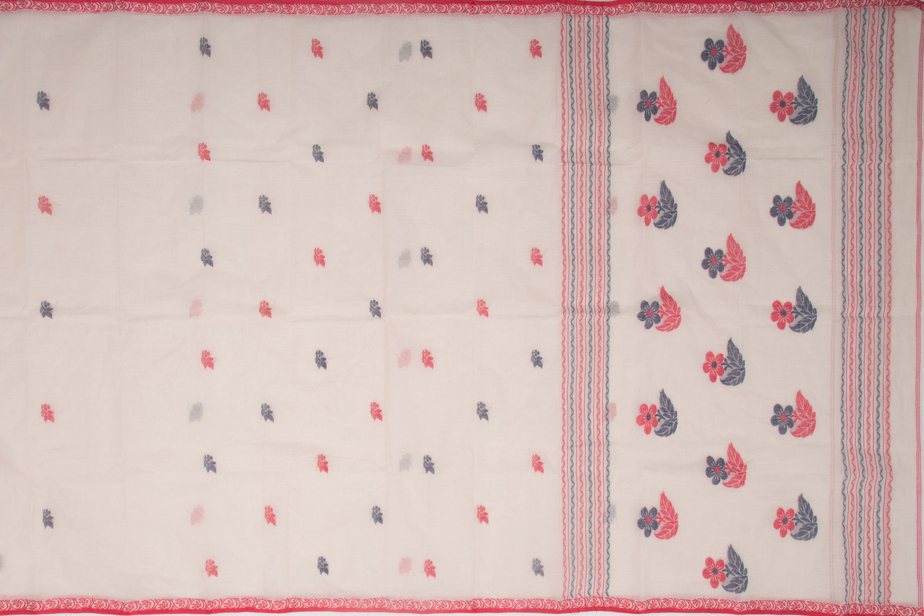 Phulia Cotton Butta Cream Saree