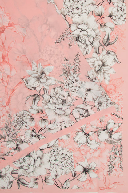 Crepe Floral Printed Peach Saree