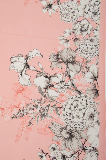 Crepe Floral Printed Peach Saree