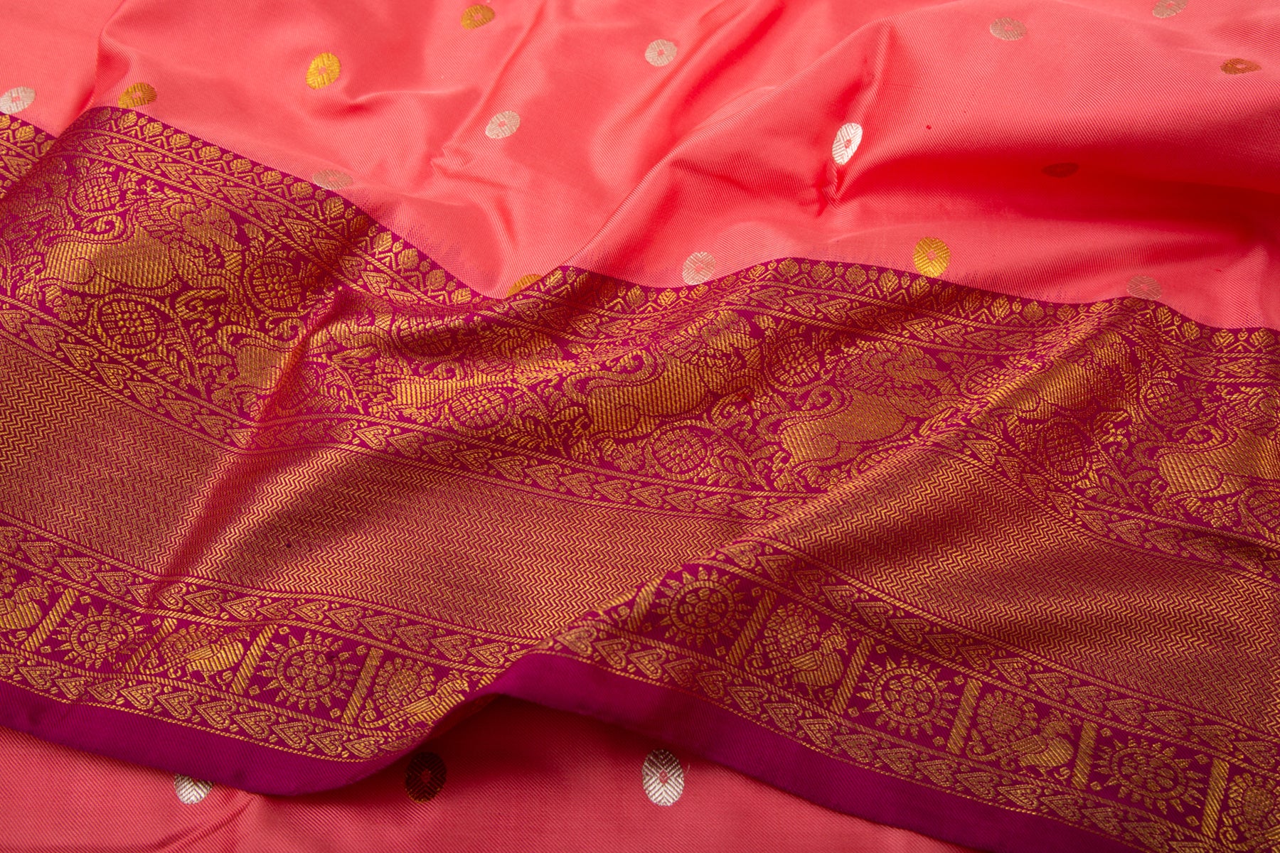 Kanchipuram Silk Twill Butta Pink Saree