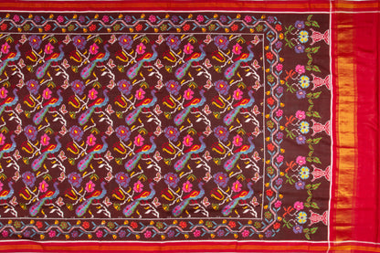 Patan Patola Silk Double Ikat Brown Saree