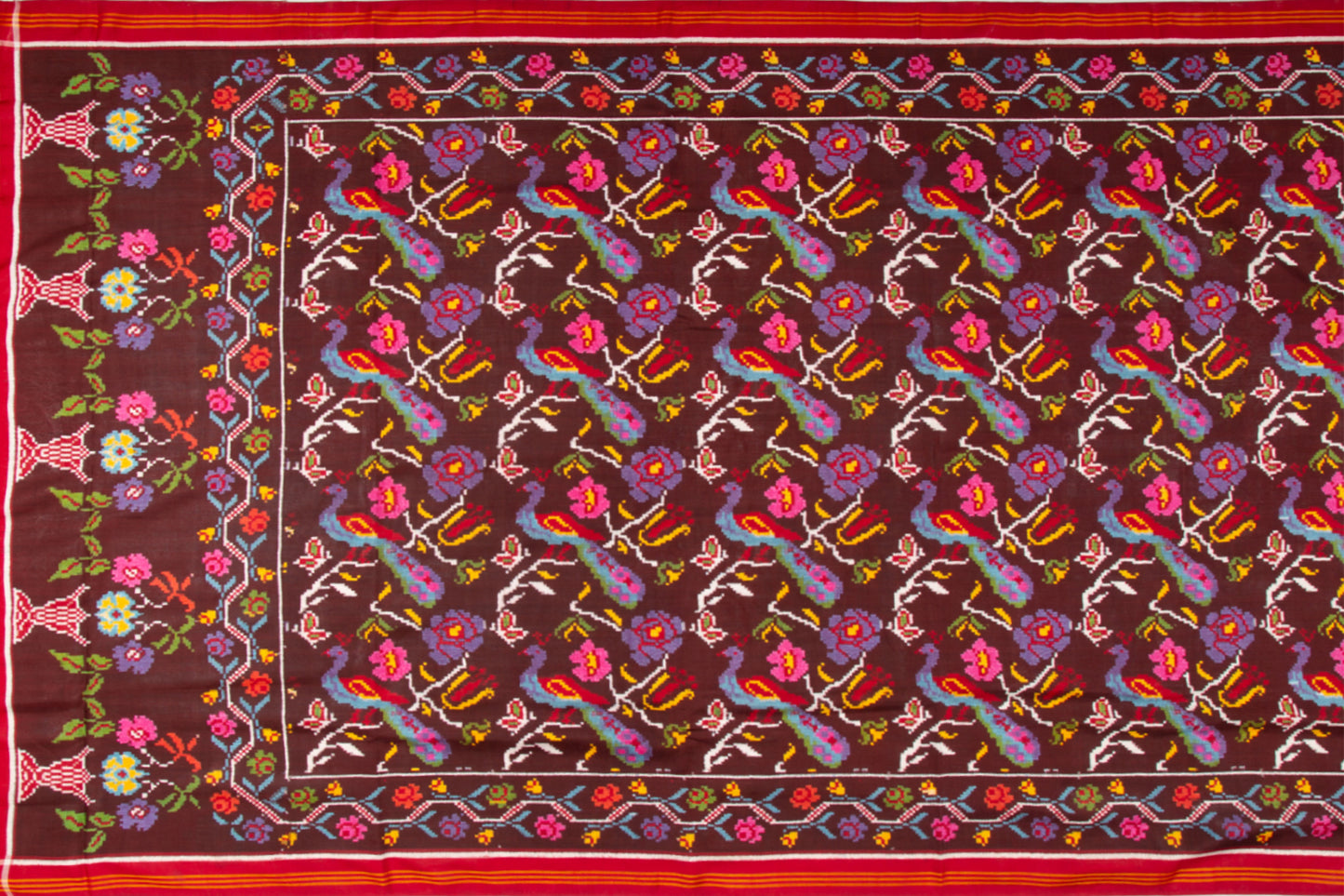 Patan Patola Silk Double Ikat Brown Saree