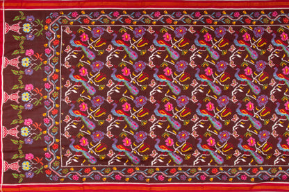 Patan Patola Silk Double Ikat Brown Saree