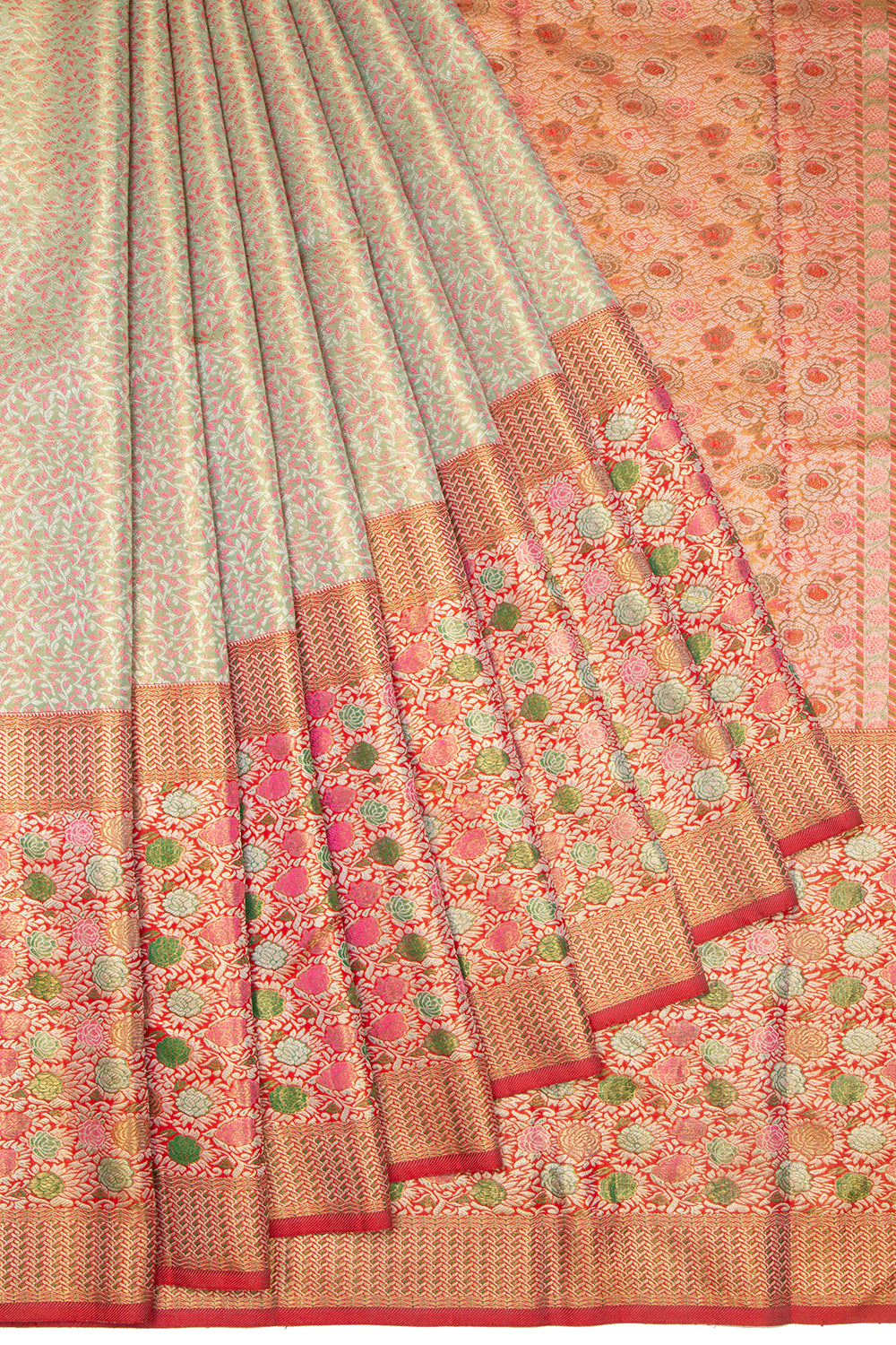 Kanchipuram Silk Tissue Brocade Green Saree