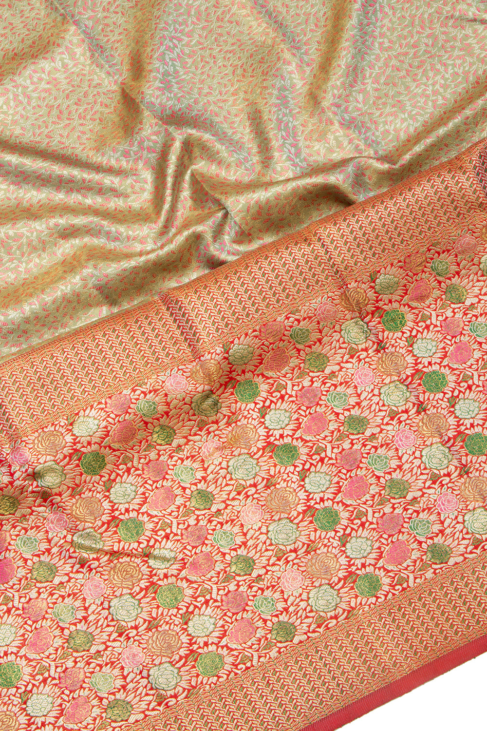 Kanchipuram Silk Tissue Brocade Green Saree