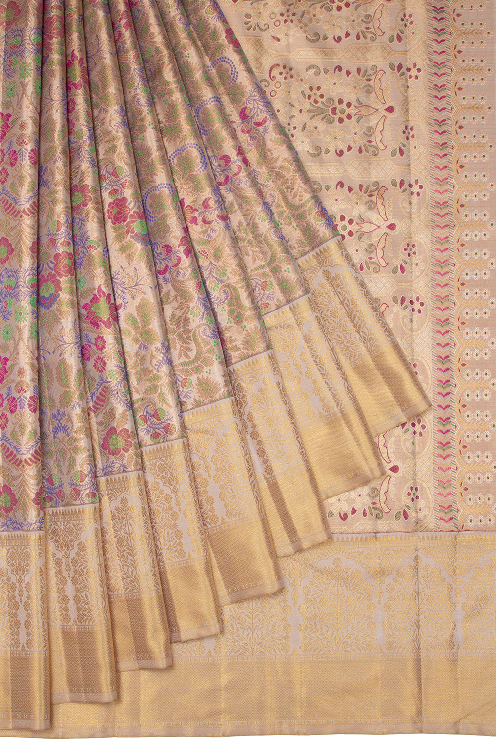 Kanchipuram Silk Tissue Brocade Gold Saree