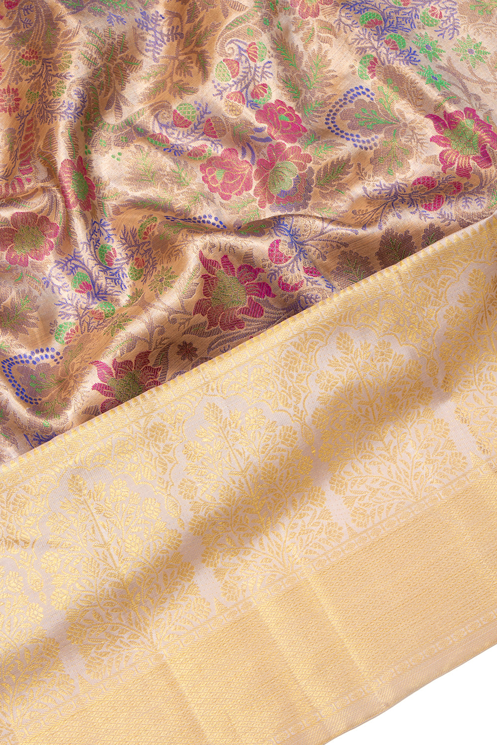 Kanchipuram Silk Tissue Brocade Gold Saree