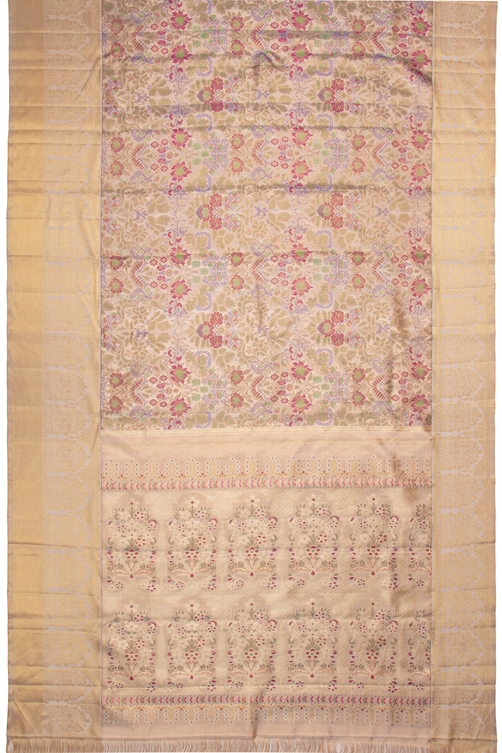 Kanchipuram Silk Tissue Brocade Gold Saree