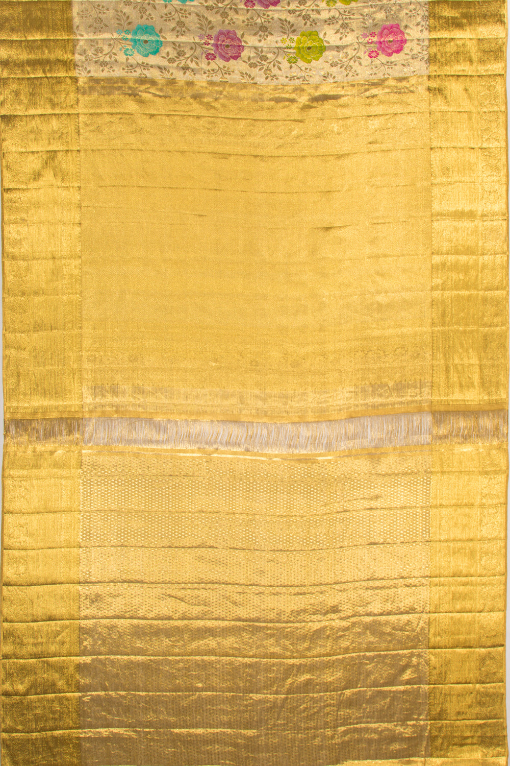 Kanchipuram Silk Tissue Jaal Gold Saree