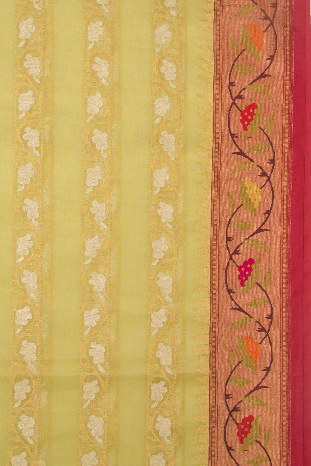 Banarasi Kora Organza Jamdani Green Saree