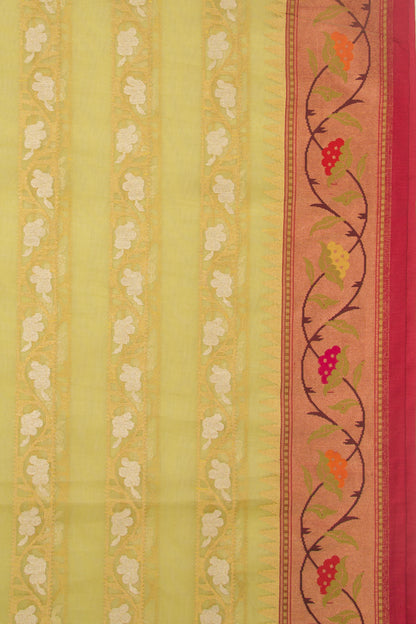 Banarasi Kora Organza Jamdani Green Saree