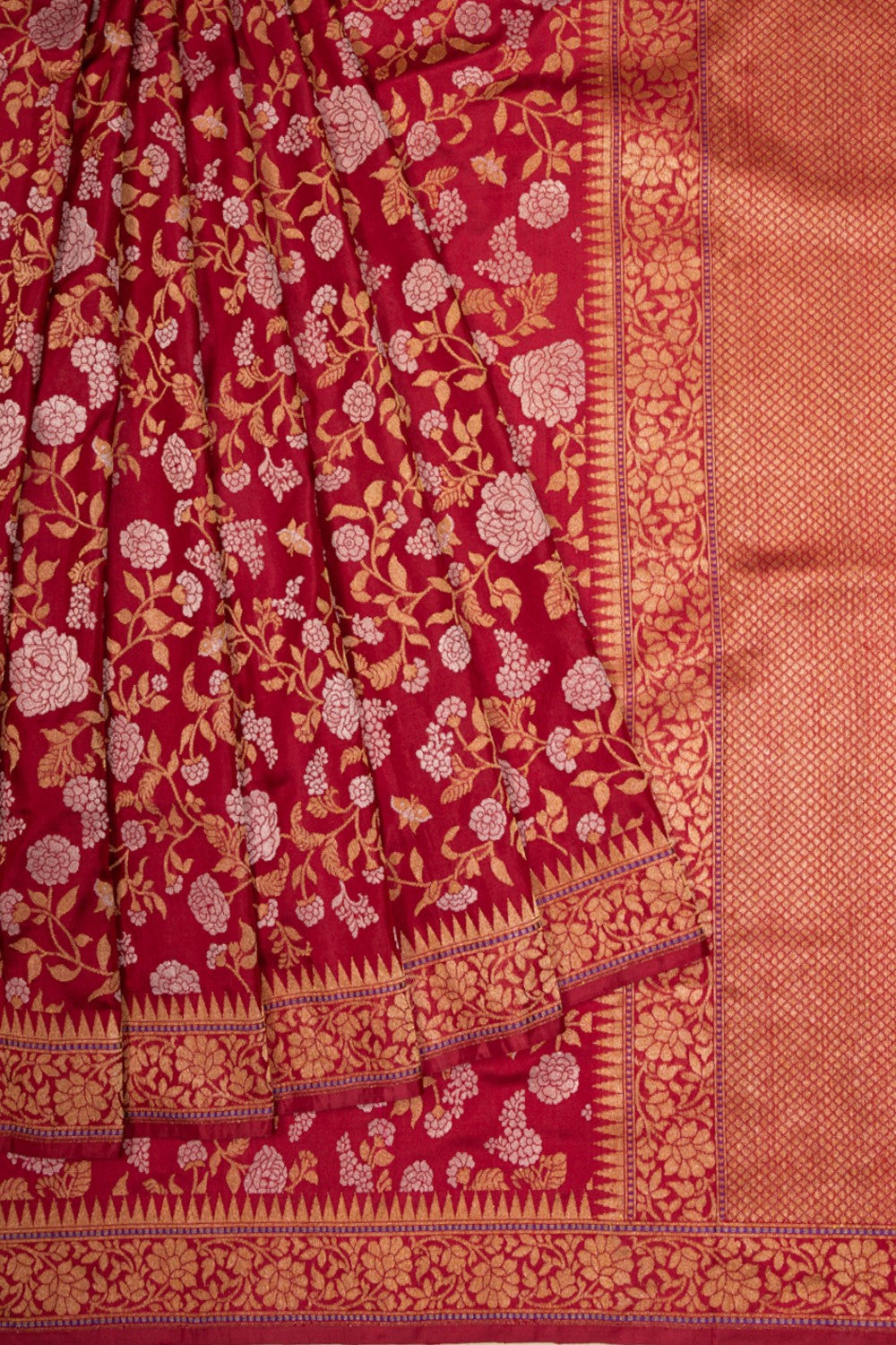 Banarasi Silk Jamdani Jaal Red Saree