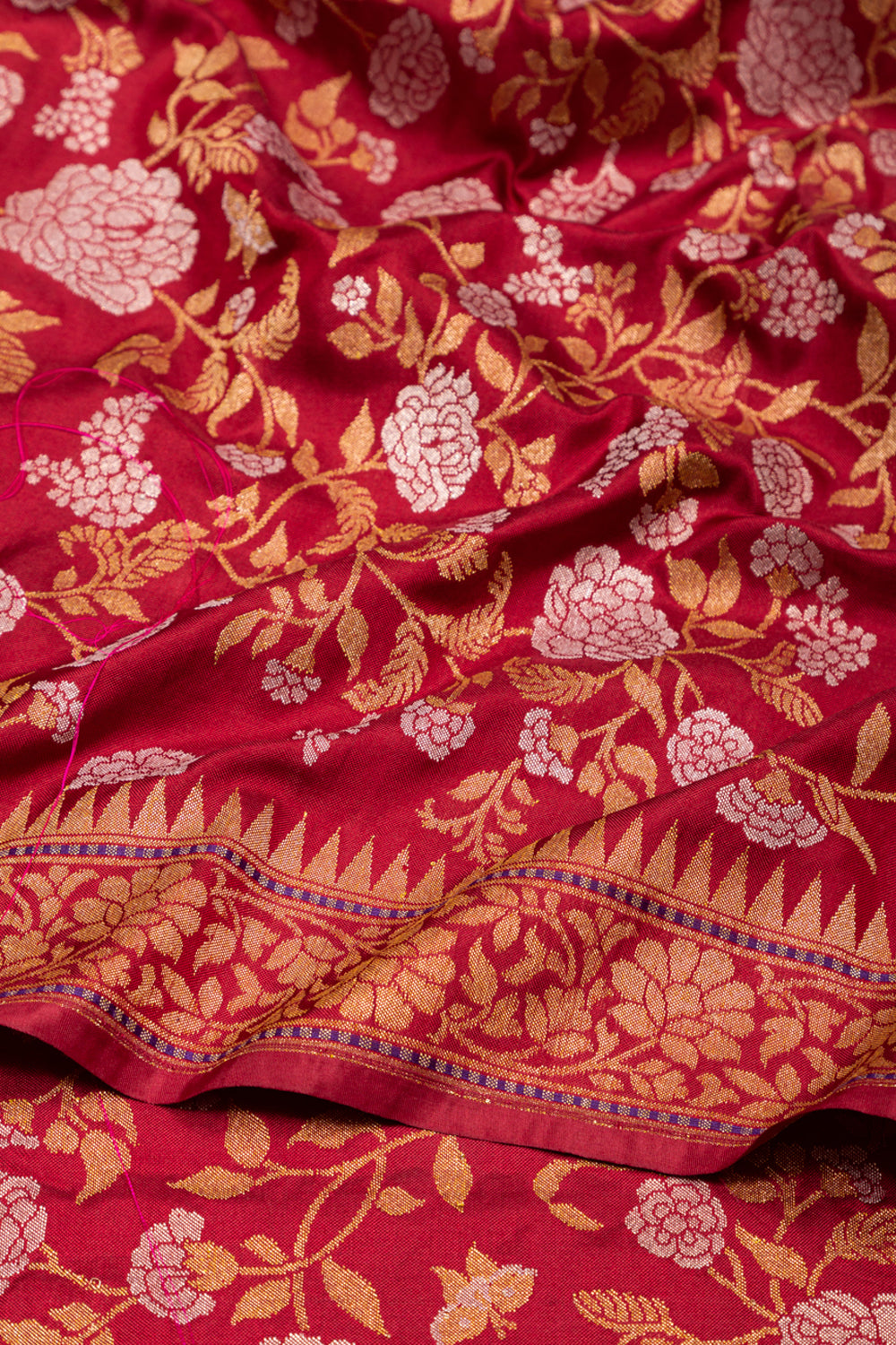 Banarasi Silk Jamdani Jaal Red Saree
