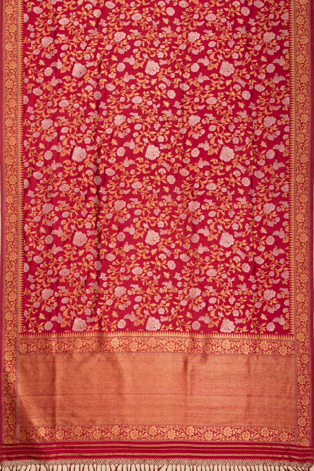 Banarasi Silk Jamdani Jaal Red Saree